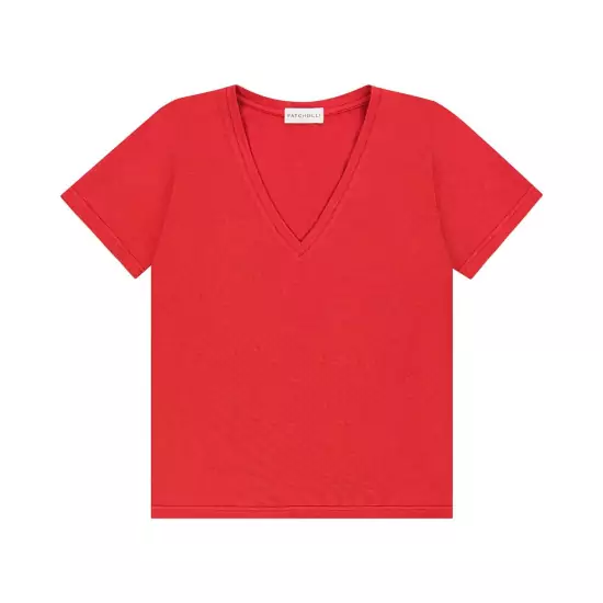 Červené tričko COCO s výstřihem do V