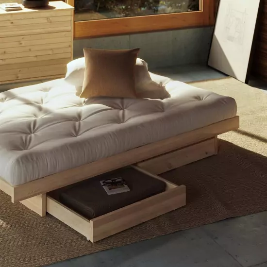 Dřevěná postel Kanso se 4 zásuvkami
