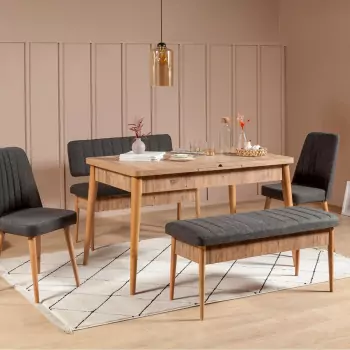 Jídelní stůl, židle a lavice Hedera 2 – sada 5 ks